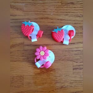 Straw Covers Strawberry and Flower